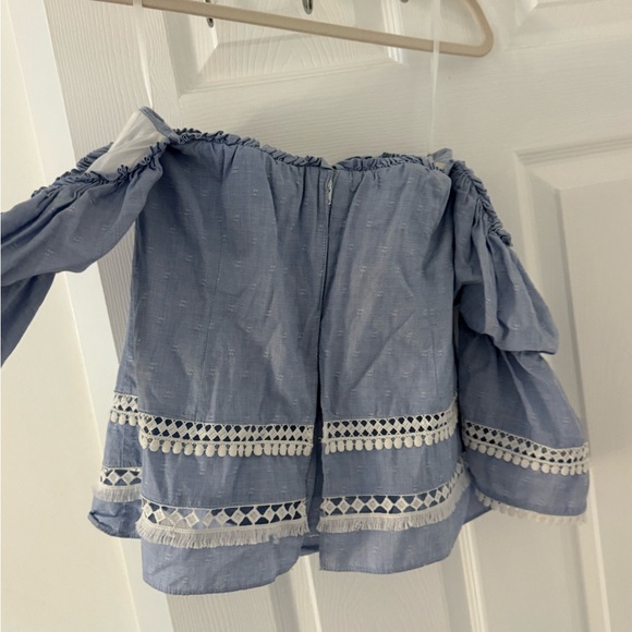 White House Black Market Blue Off-Shoulder Top - Picture 4 of 4